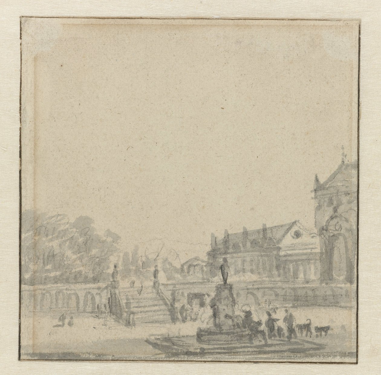 Vorhof eines Palastes mit einem Brunnen von Adriaen van de Velde (possibly)