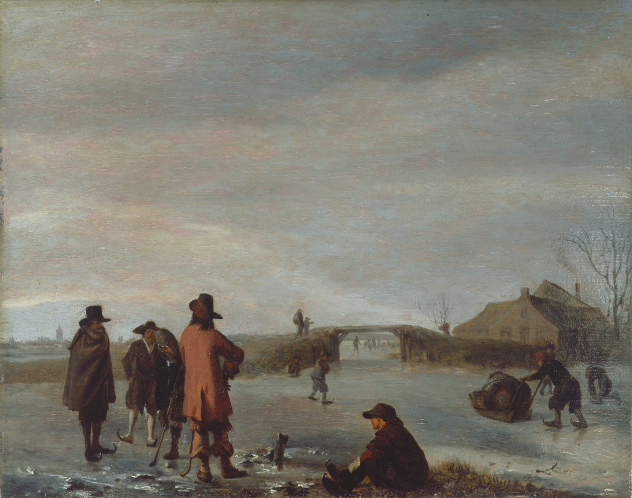 Winterszene mit einer Gruppe von Golfern auf einem zugefrorenen Fluss, ca. 1654-72 von Adriaen van de Velde