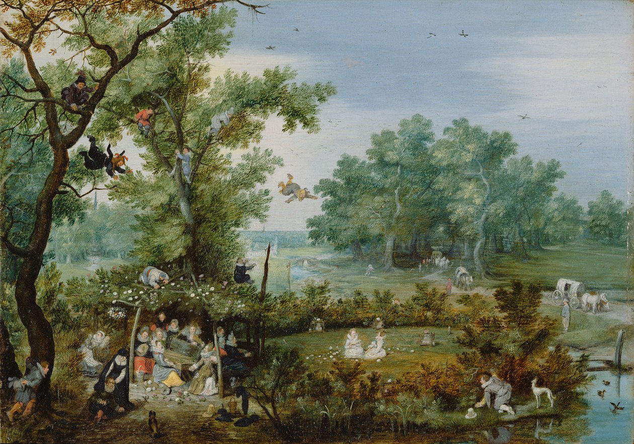 Eine fröhliche Gesellschaft in einer Laube von Adriaen van de Venne