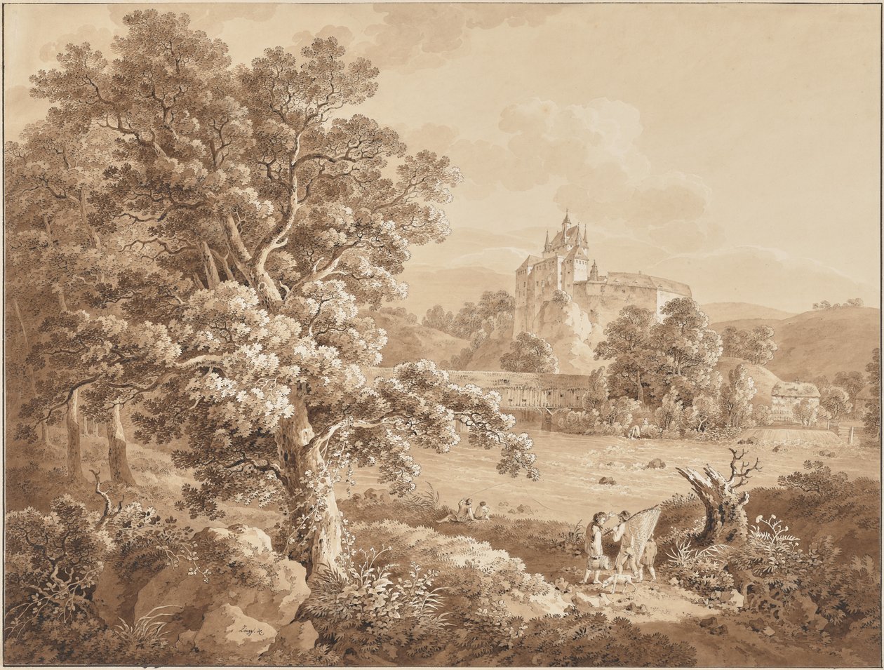 Fischer am Fluss Zschopau bei der Burg Kriebstein, Sachsen von Adrian Zingg
