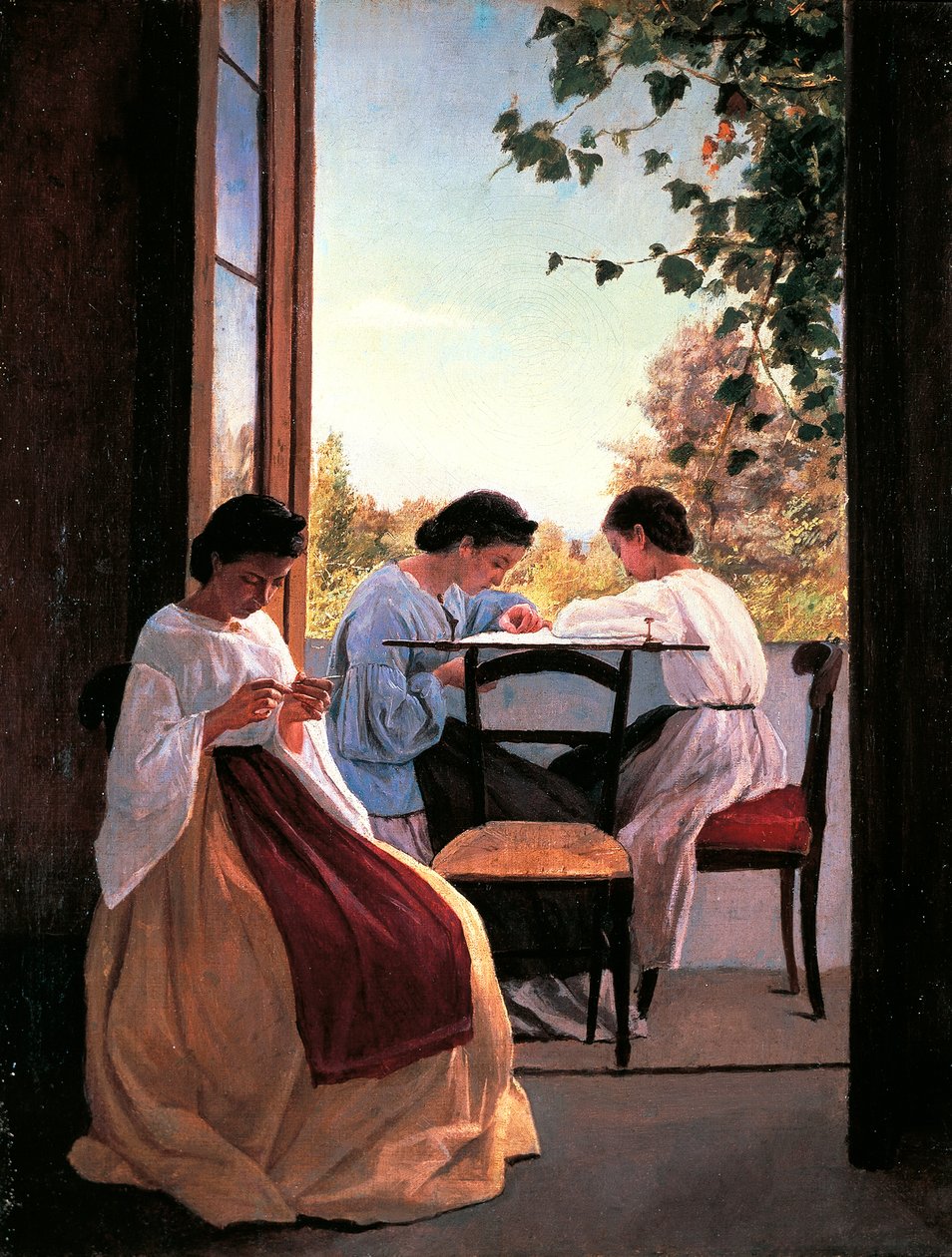 Die Stickerinnen, Detail von Adriano Cecioni