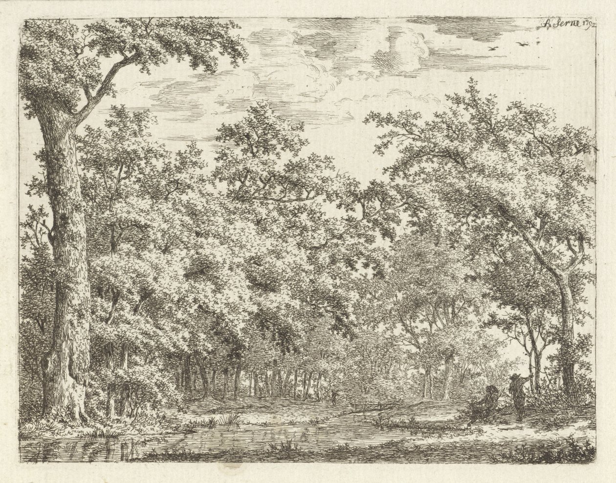 Zwei Figuren am Wasser im Wald von Adrianus Serné