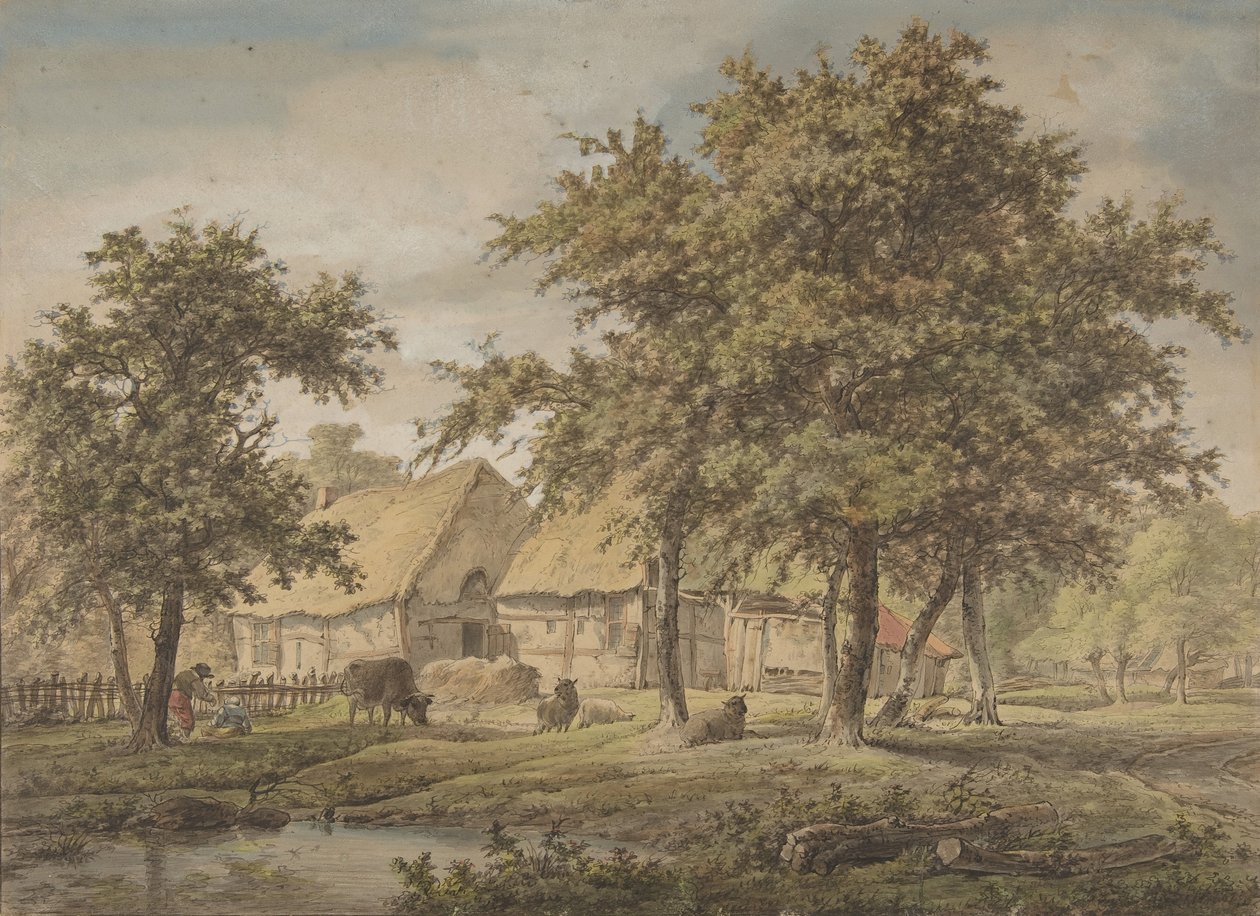 Landschaft mit Bauernhaus, 1757-1837 von Adrianus de Visser