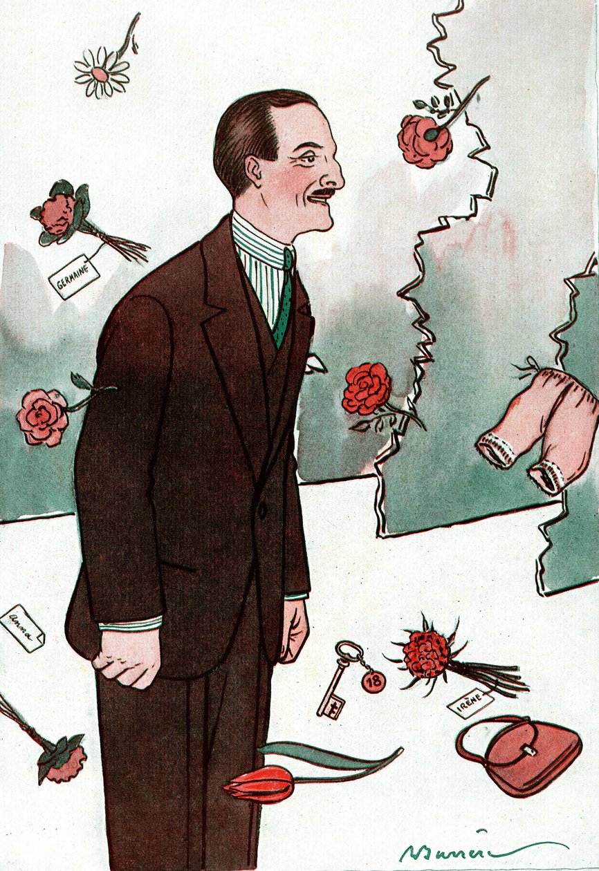 Karikatur des französischen Komikers Victor Boucher (1877-1942) - Zeichnung von Adrien Barrere (1877-1931) aus Fantasio von Adrien Barrere