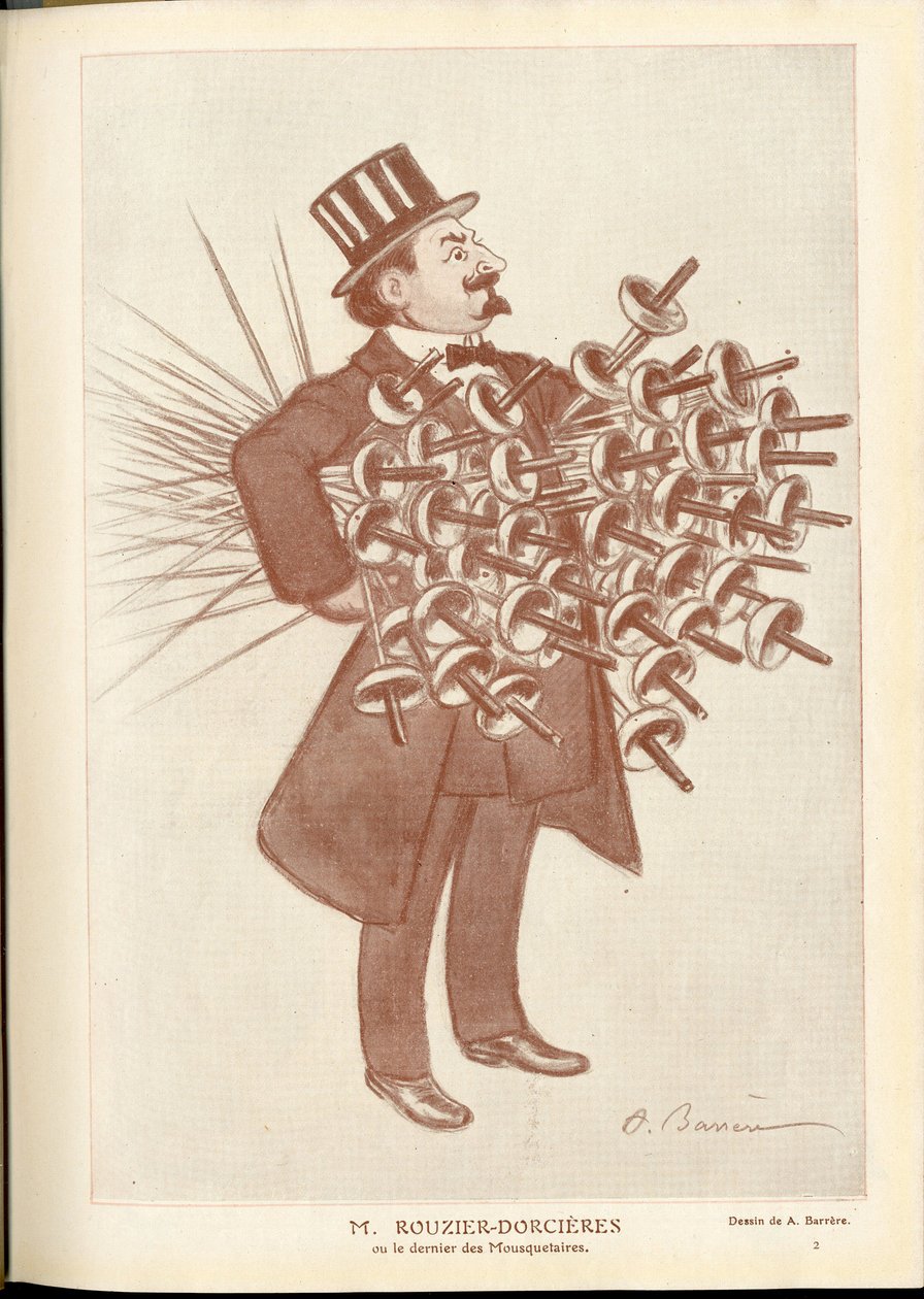 Fantasio, ca. 1912_4_1 - Illustration von A. Barrere (1874-1931): Fechten - Rouzier Dorcieres von Adrien Barrere