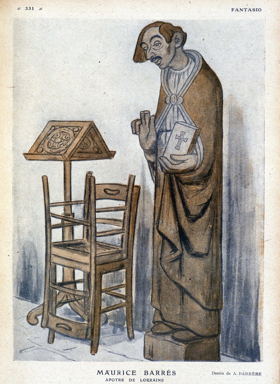 Maurice Barrès und Apotre de Lorraine - Karikatur von Adrien Barrère in „Fantasio“ von Adrien Barrere