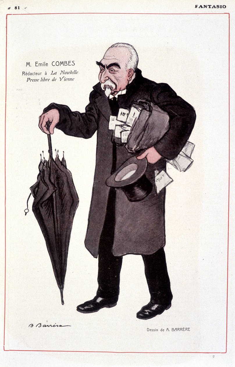 Porträt von Emile Combes, französischer Politiker (1835-1921) - Illustration von Adrien Barrere in Fantasio 01/03/1907 von Adrien Barrere