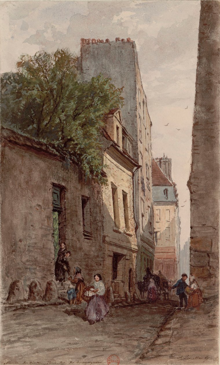 Haus des Diakons François de Pâris (1690-1727), Paris, rue des Bourguignons (heutiger Boulevard de Port-Royal). Zeichnung von Adrien Dauzats (1804-1868) von Adrien Dauzats