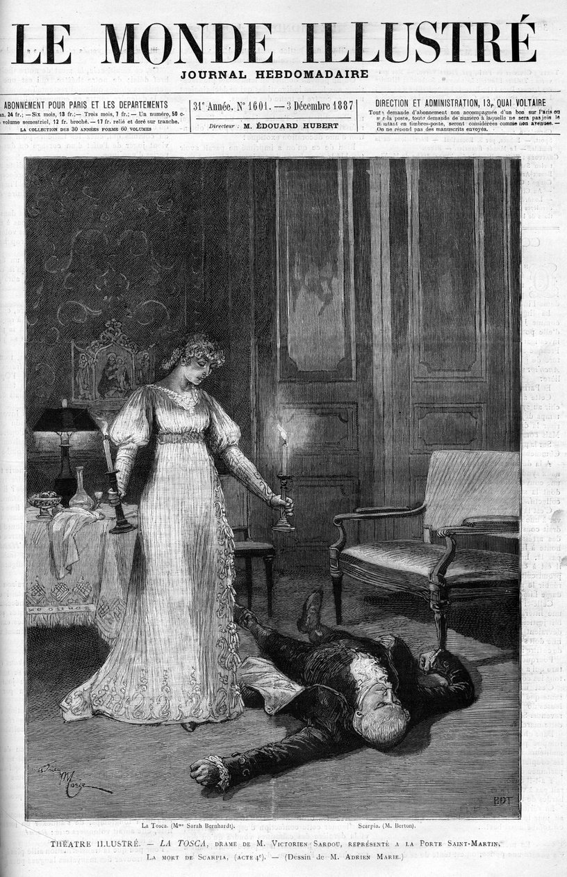 Der Tod von Scarpia (Monsieur Berton), Illustration von Akt 4 von 