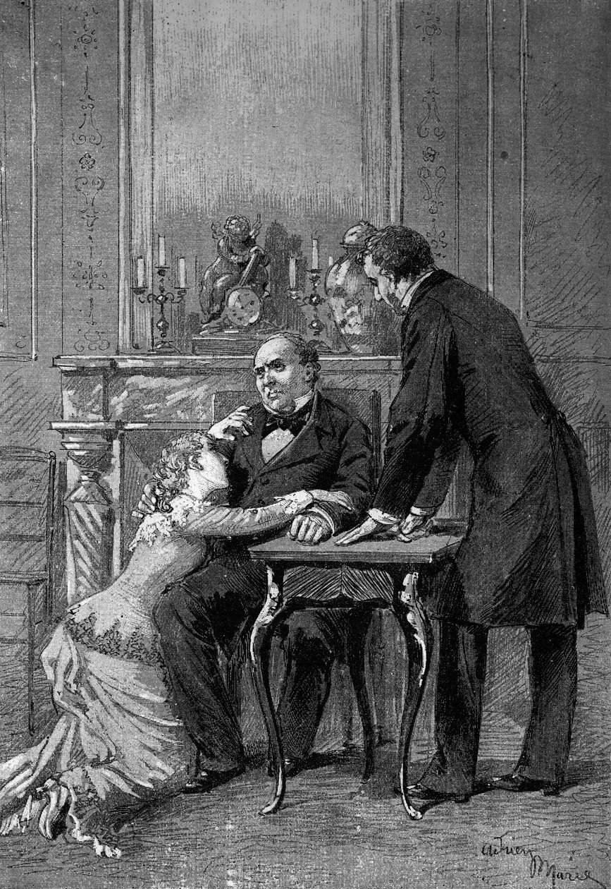 Theateraufführung: 1. Akt von "Jean Baudry" von Auguste Vacquerie (1819-1895) mit Melle Bertet (Andree), M. Barre (Bruel), Edmond Got (1822-1901) (Jean Beaudry). Paris, Comédie Française von Adrien Emmanuel Marie