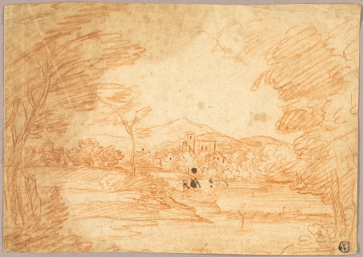 Flusslandschaft mit Gebäuden von Adrien Manglard