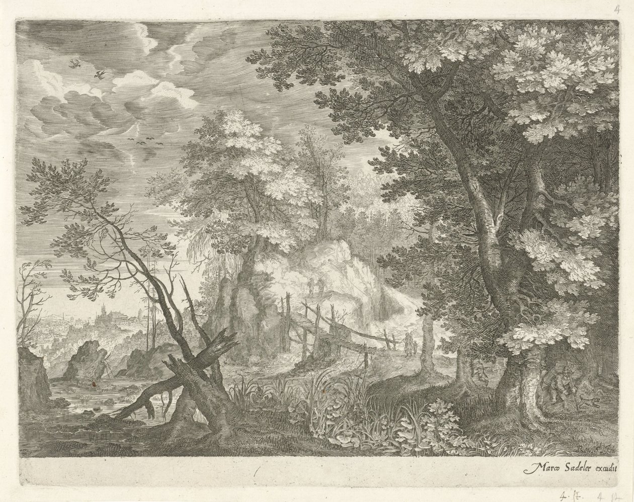 Boslandschaft mit Holzbrücke von Egidius  Sadeler (II)