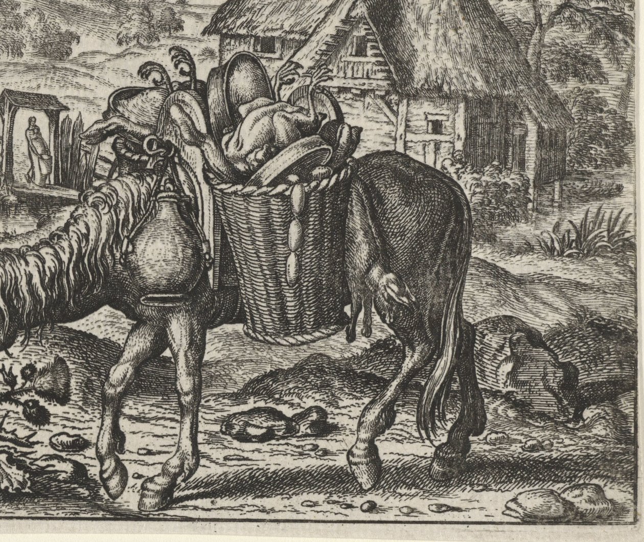 Fabel vom Esel beladen mit Leckereien von Egidius  Sadeler (II)