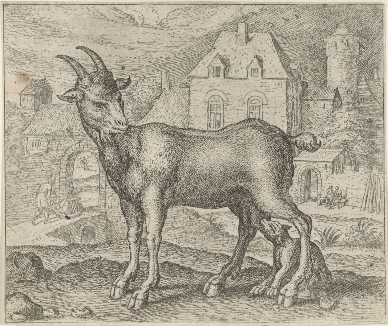 Fabel von der Ziege und dem jungen Wolf von Egidius  Sadeler (II)