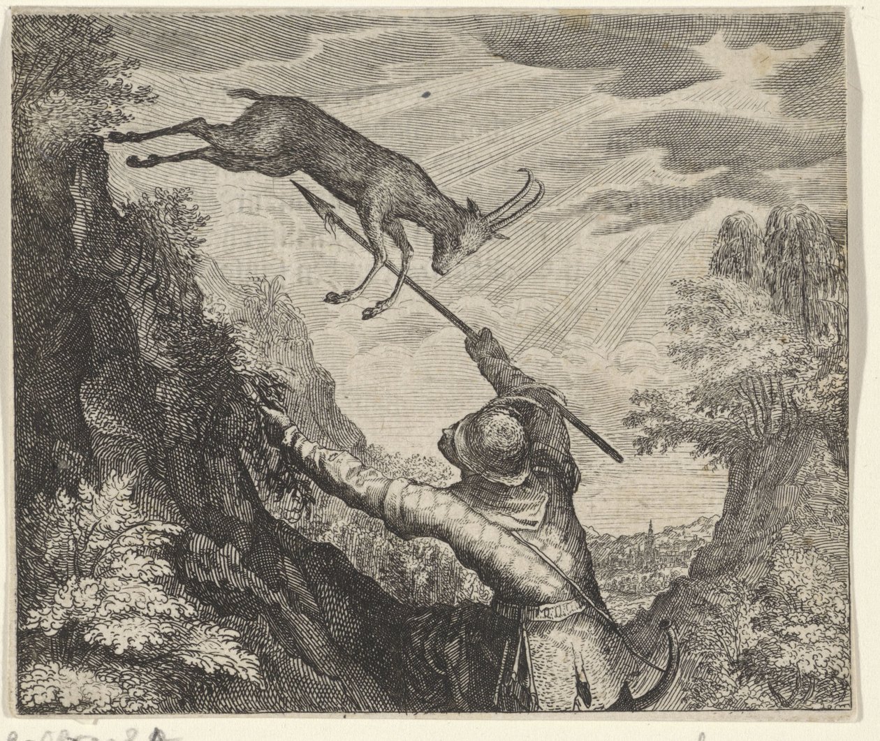 Fabel von der Gämse und dem Jäger von Egidius  Sadeler (II)