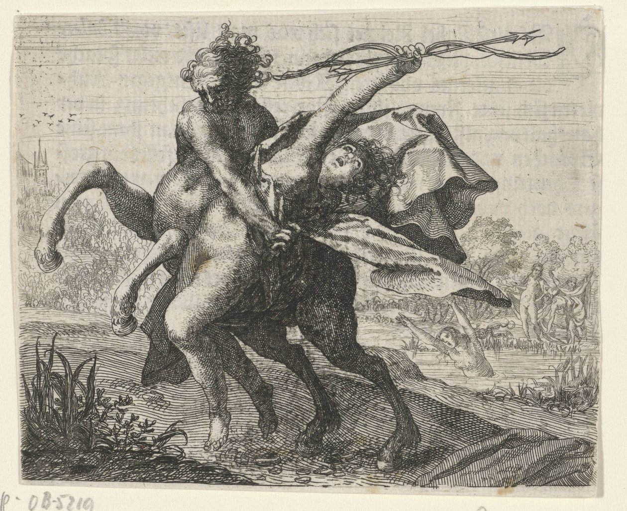 Fabel von der Entführung einer Frau durch einen Zentaur von Egidius  Sadeler (II)