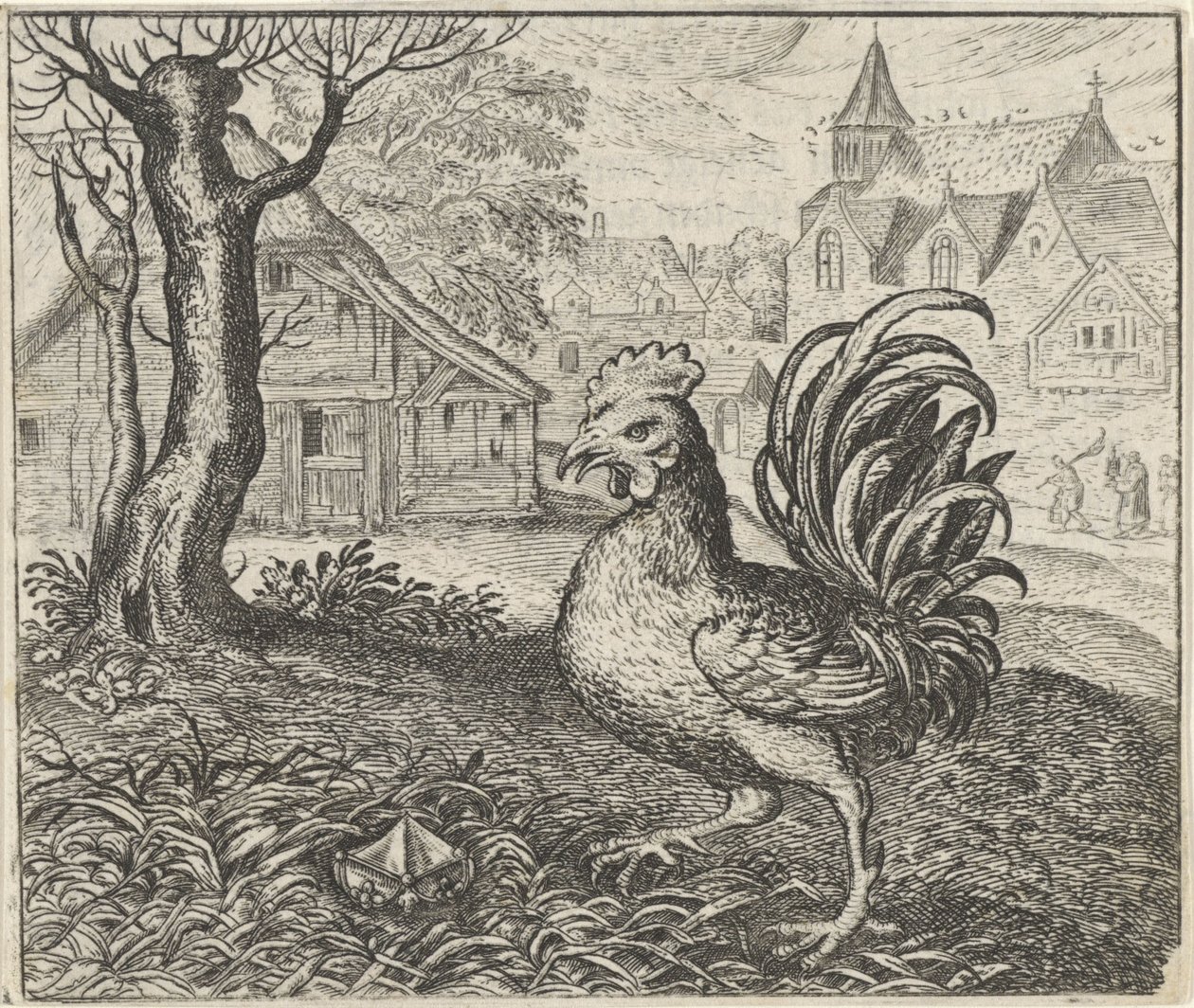 Fabel vom Hahn und dem Diamanten von Egidius  Sadeler (II)