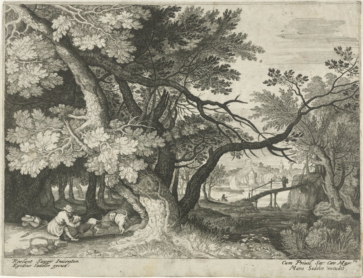 Landschaft mit zwei Jägern von Egidius  Sadeler (II)