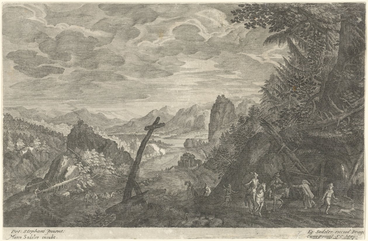 Landweg neben einem Fluss (Acht Landschaften aus Böhmen) von Egidius  Sadeler (II)