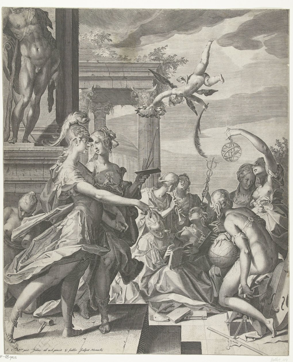 Minerva begleitet die Malerei zu ihrem Platz bei den Wissenschaften von Egidius  Sadeler (II)