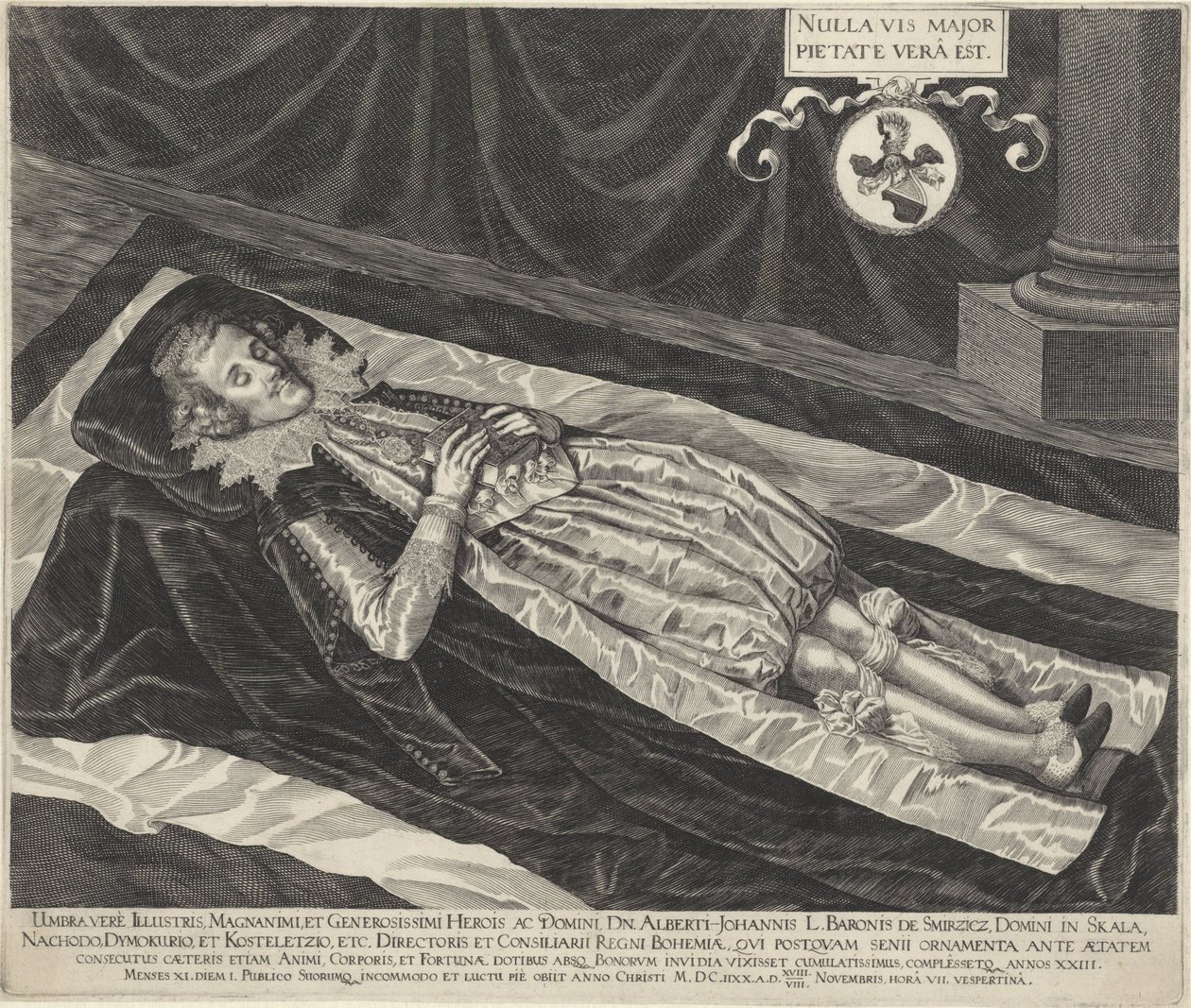 Porträt von Albert-Johannes, Baron von Smirzicz auf seinem Totenbett von Egidius  Sadeler (II)