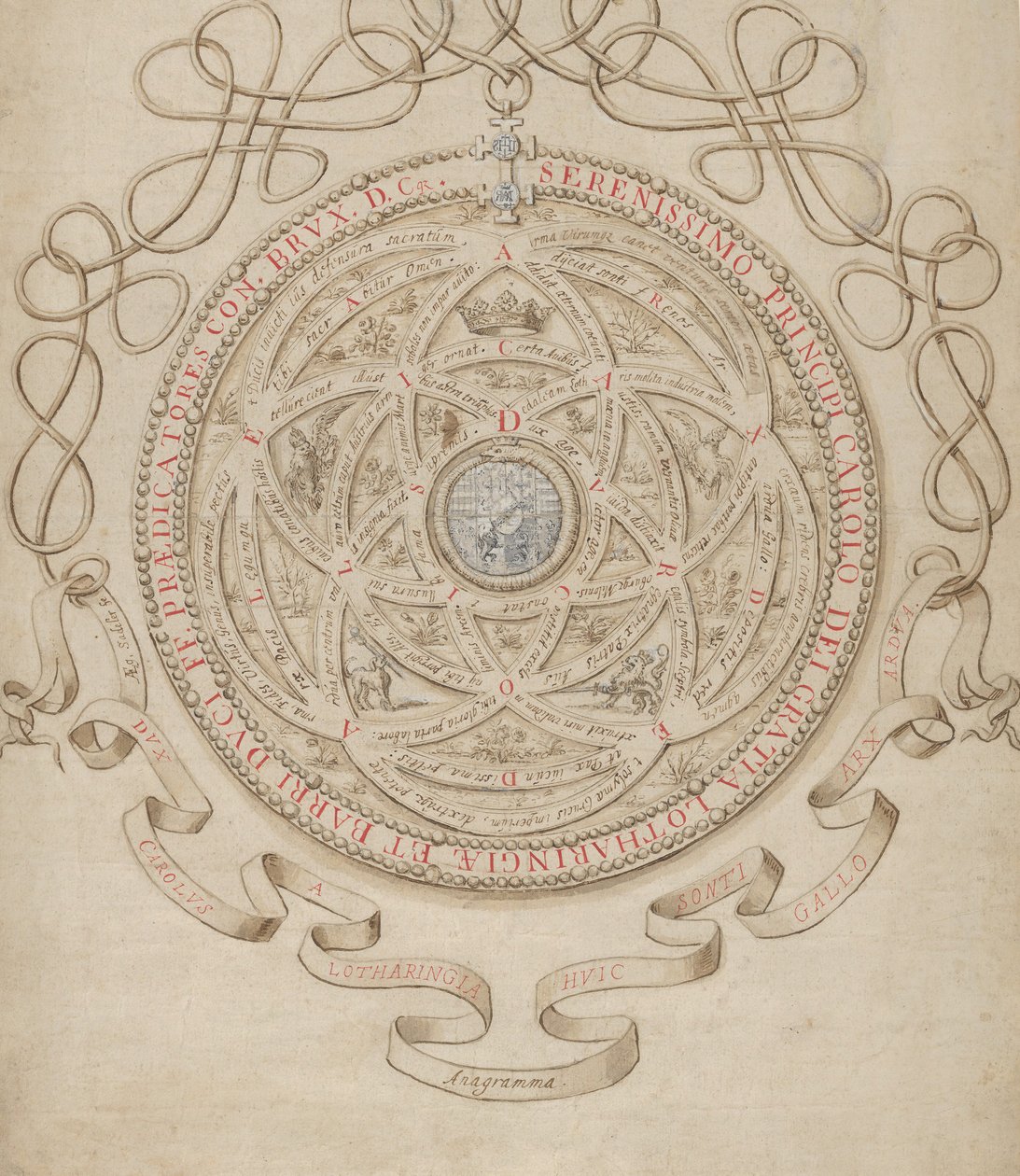 Anagramm zu Ehren von Karl III., Herzog von Lothringen und Bar, ca. 1595-1605 von Aegidius Sadeler II