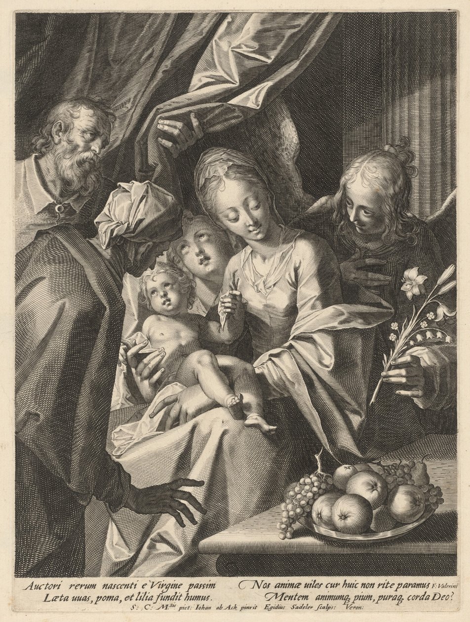 Die Heilige Familie mit der Heiligen Anna und zwei Engeln von Aegidius Sadeler II, after Hans von Aachen
