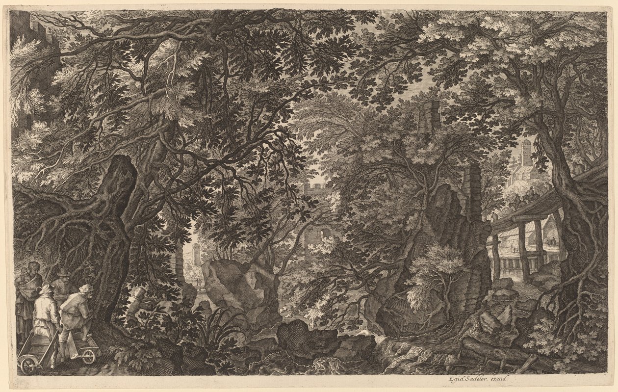 Flusslandschaft mit einem Entenjäger von Aegidius Sadeler II after Pieter Stevens