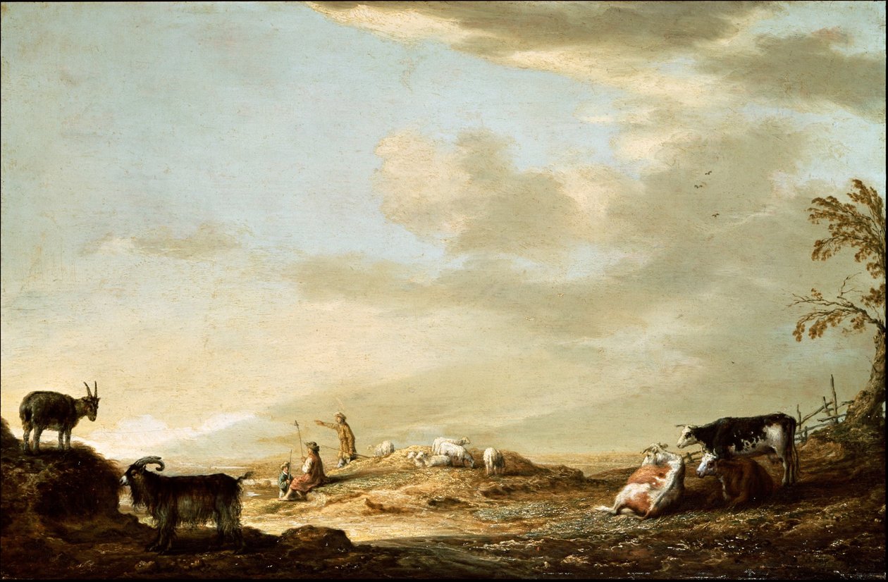 Landschaft mit Vieh und Figuren von Aelbert Cuyp