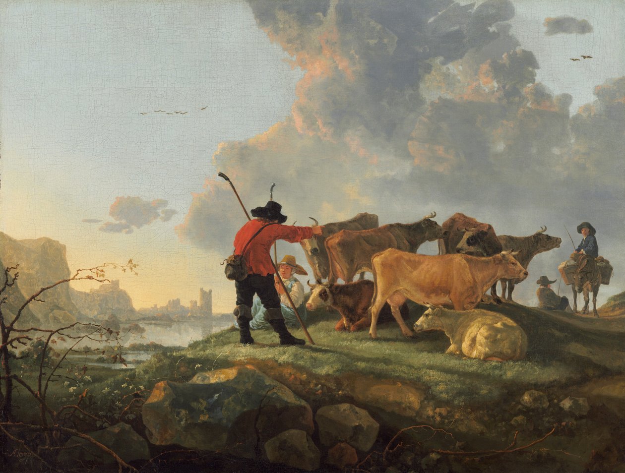 Viehhirten beim Hüten von Rindern von Aelbert Cuyp