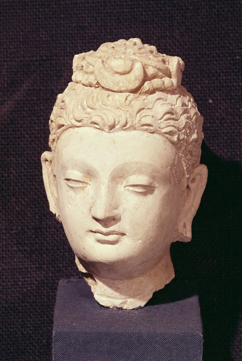 Kopf eines Buddha, griechisch-buddhistischer Stil, aus Hadda (Stuck) von Afghan School