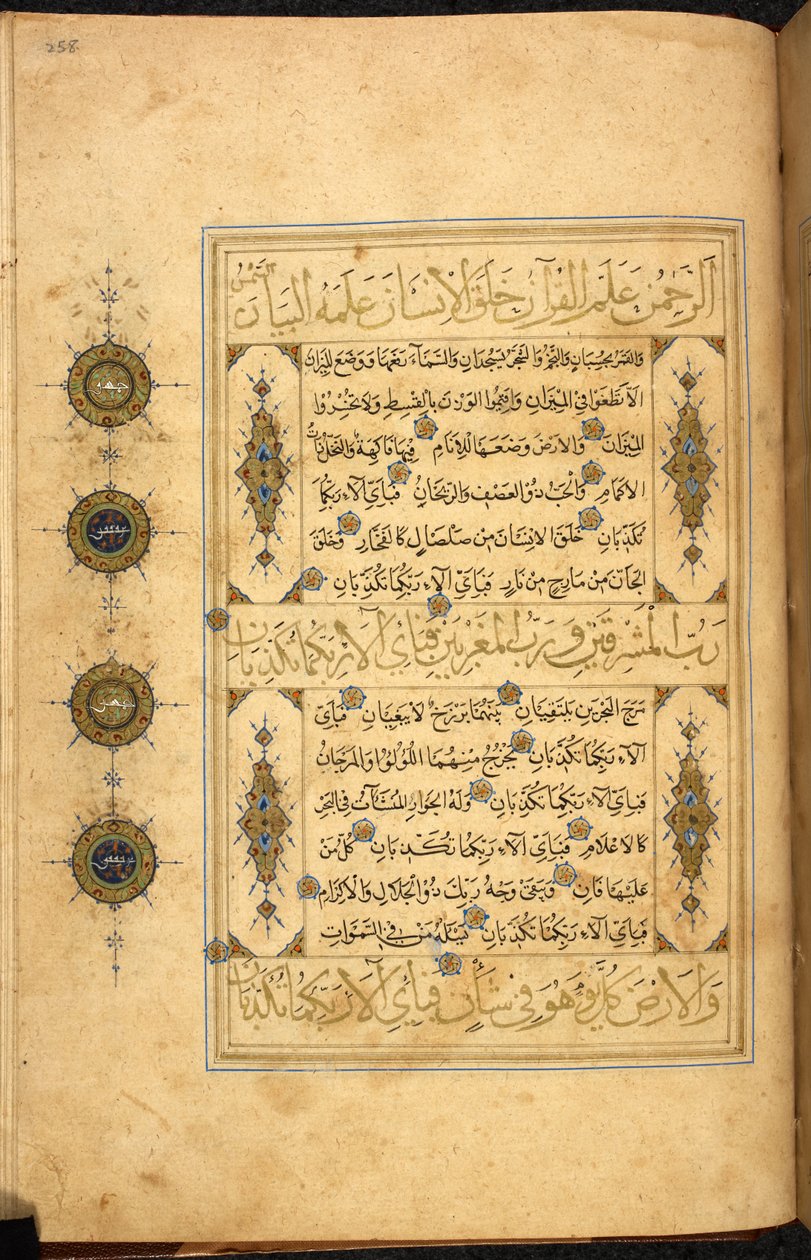Seite aus einem Safawiden-Koran, geschrieben in Herat, Afghanistan, in Thuluth- und Naskhi-Schrift, datiert 970 AH/AD 1563, Or. 13087, f. 258r (Tinte auf Papier) von Afghan School