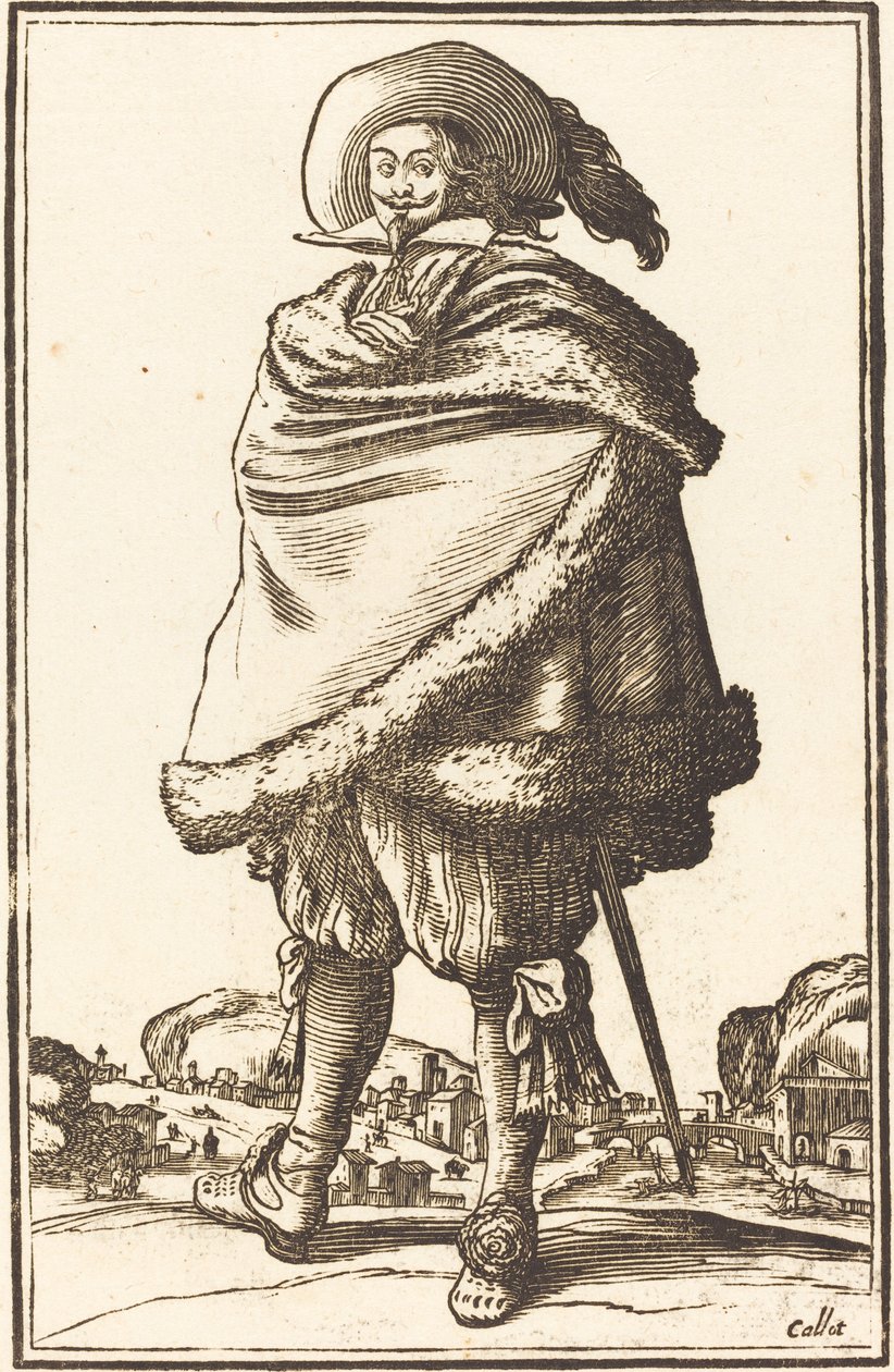 Edler Mann in einen mit Pelz besetzten Mantel gehüllt von After Jacques Callot