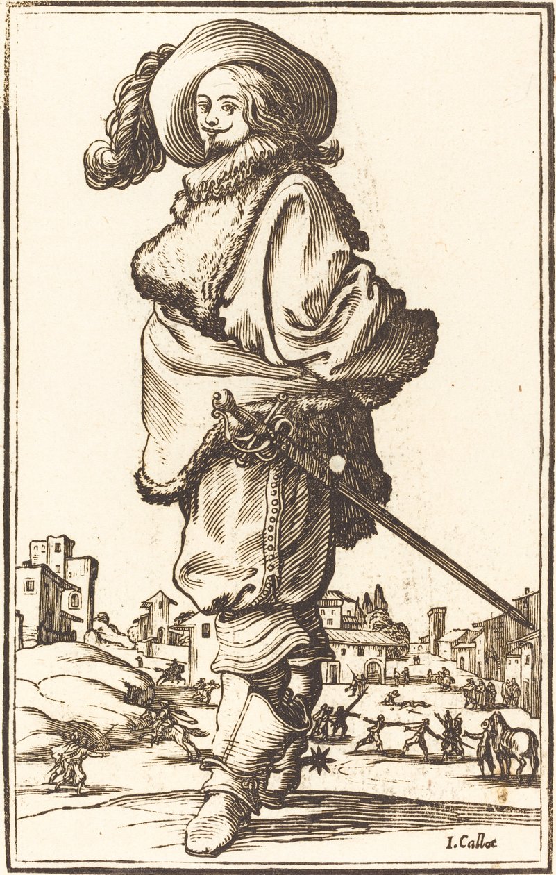 Edler Mann mit Pelzplastron von After Jacques Callot