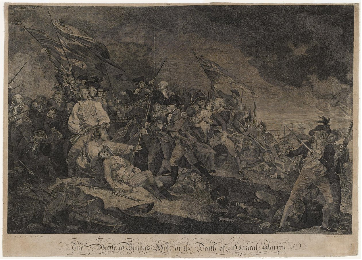 Die Schlacht am Bunker Hill oder Der Tod von General Warren von after John Trumbull