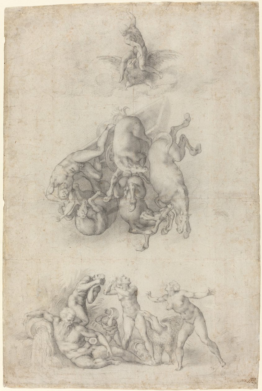 Der Sturz des Phaethon von Agnolo Bronzino or Giulio Clovio after Michelangelo