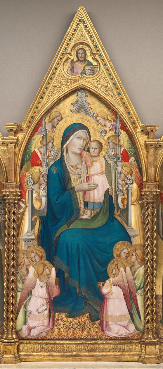 Madonna mit Kind auf dem Thron mit zwölf Engeln und dem segnenden Christus von Agnolo Gaddi