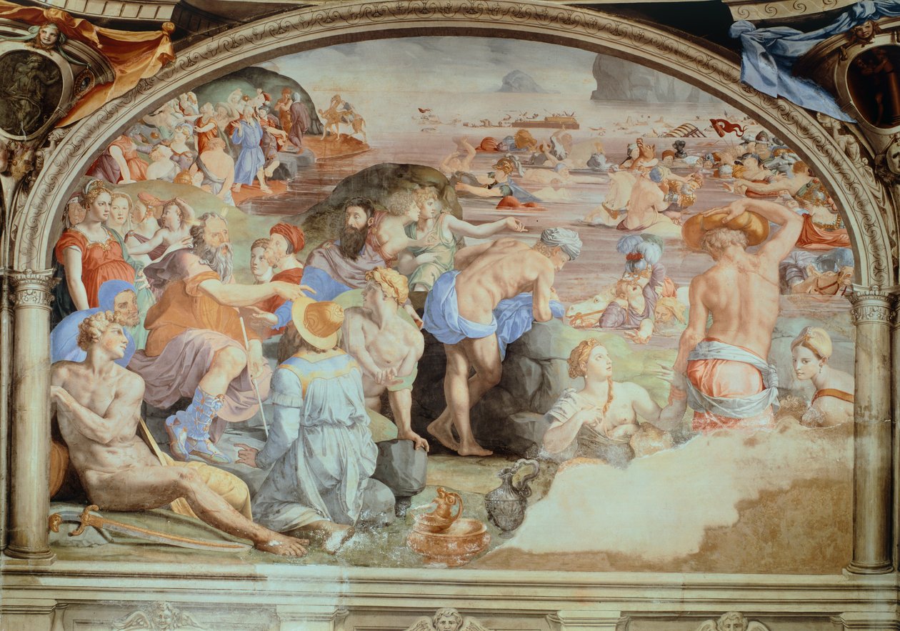 Durchquerung des Roten Meeres, Fresko von Agnolo Bronzino von Agnolo Bronzino