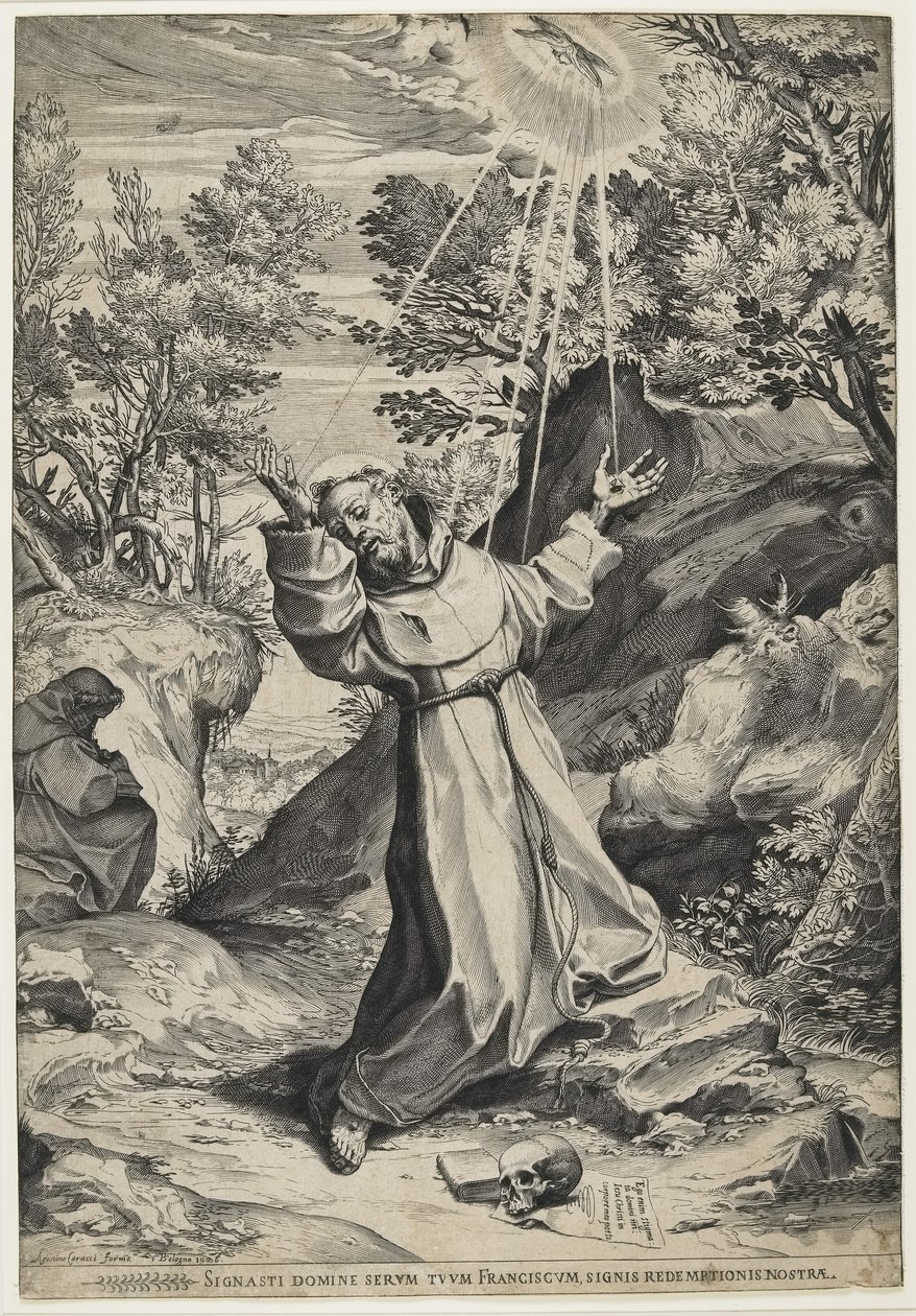 Der heilige Franziskus empfängt die Stigmata, 1586 von Agostino Carracci