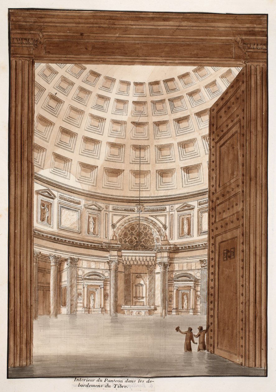 Innenraum des Pantheon nach dem Bruch der Tiberufer, 1833 von Agostino Tofanelli
