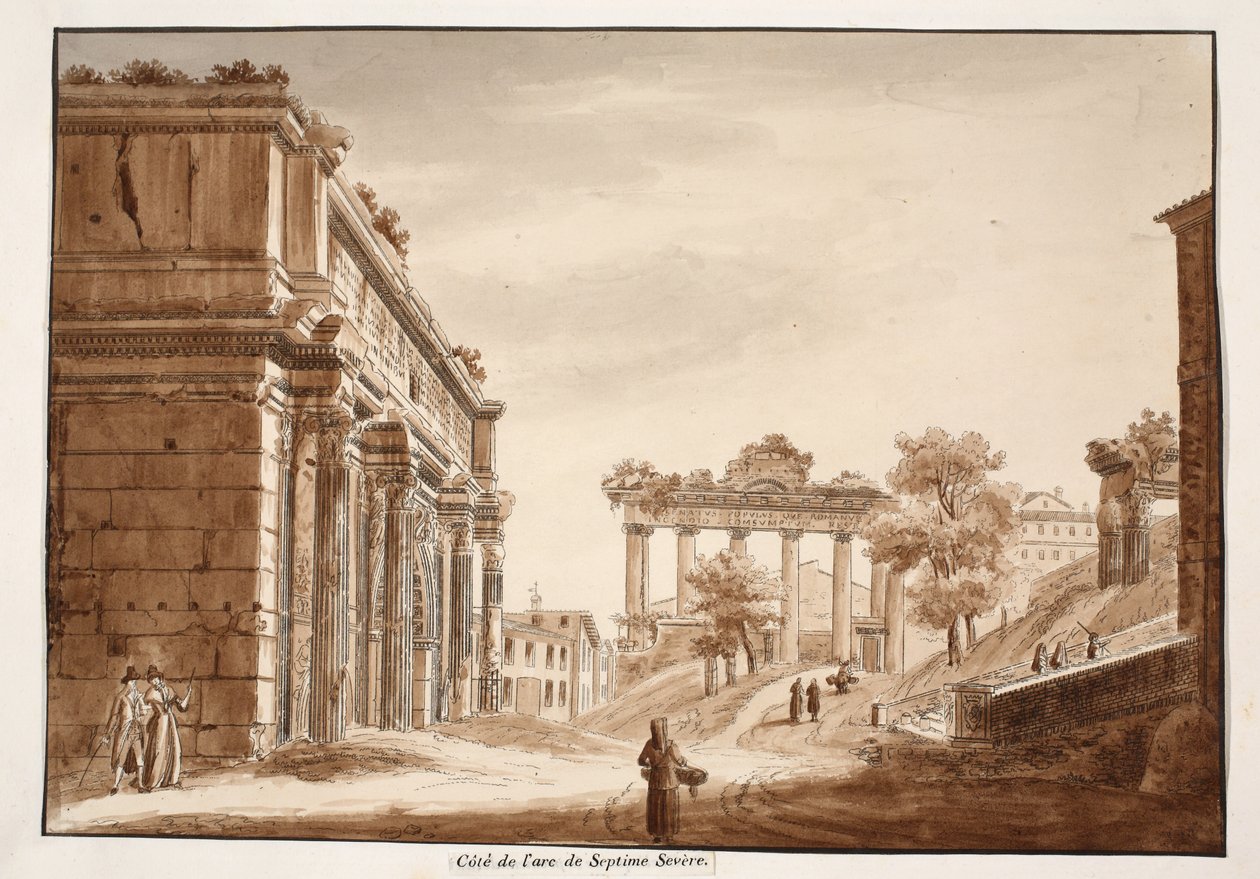 Seitenansicht des Bogens von Septimius Severus, 1833 von Agostino Tofanelli