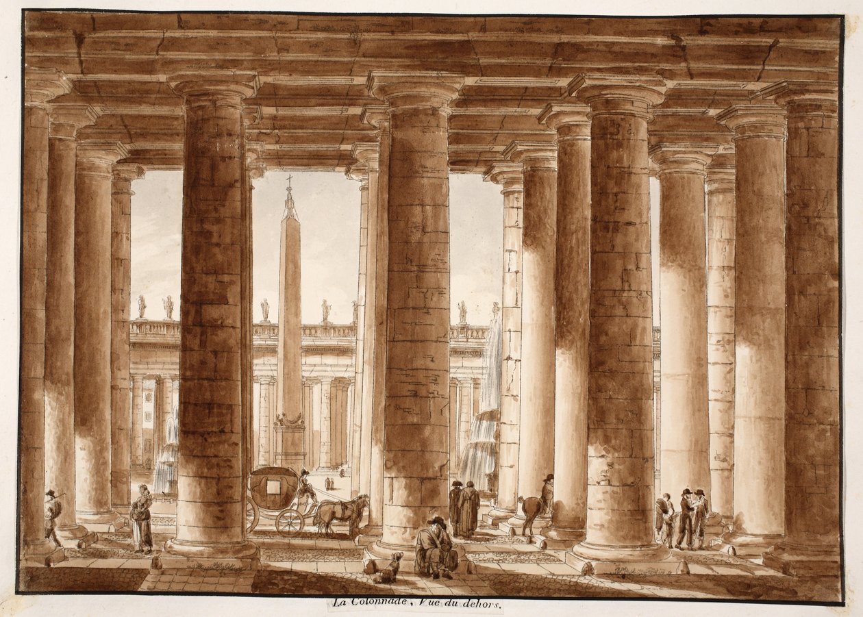 Die Kolonnade des Petersplatzes, von außen gesehen, 1833 von Agostino Tofanelli