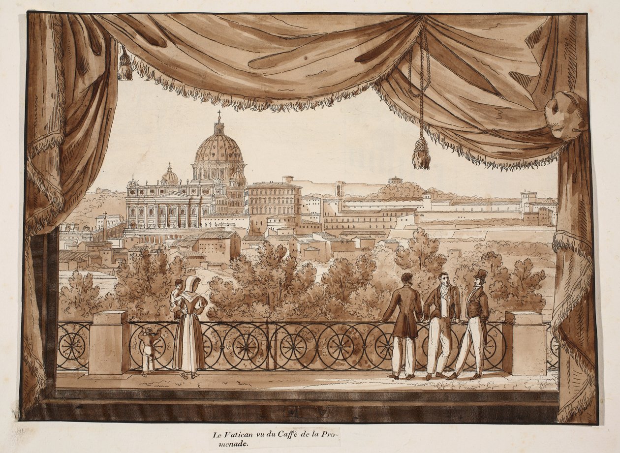 Der Vatikan vom Caffe de la Promenade aus gesehen, 1833 von Agostino Tofanelli