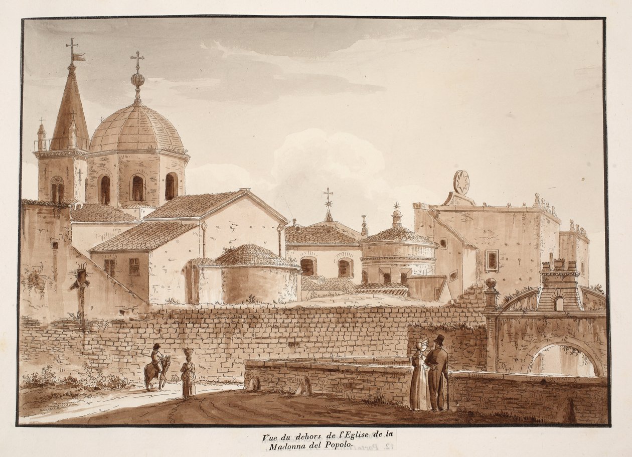 Ansicht des Äußeren der Kirche Santa Maria del Popolo, 1833 von Agostino Tofanelli