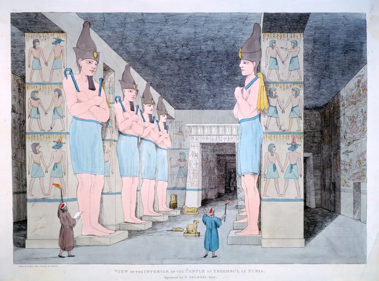 Das Innere des Tempels von Ybsombul in Nubien von Agostino Aglio