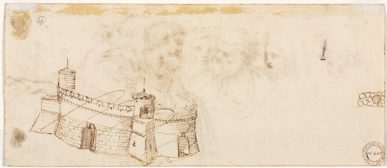 Zinnenfestung verso, 2. Hälfte 1500er von Agostino Carracci