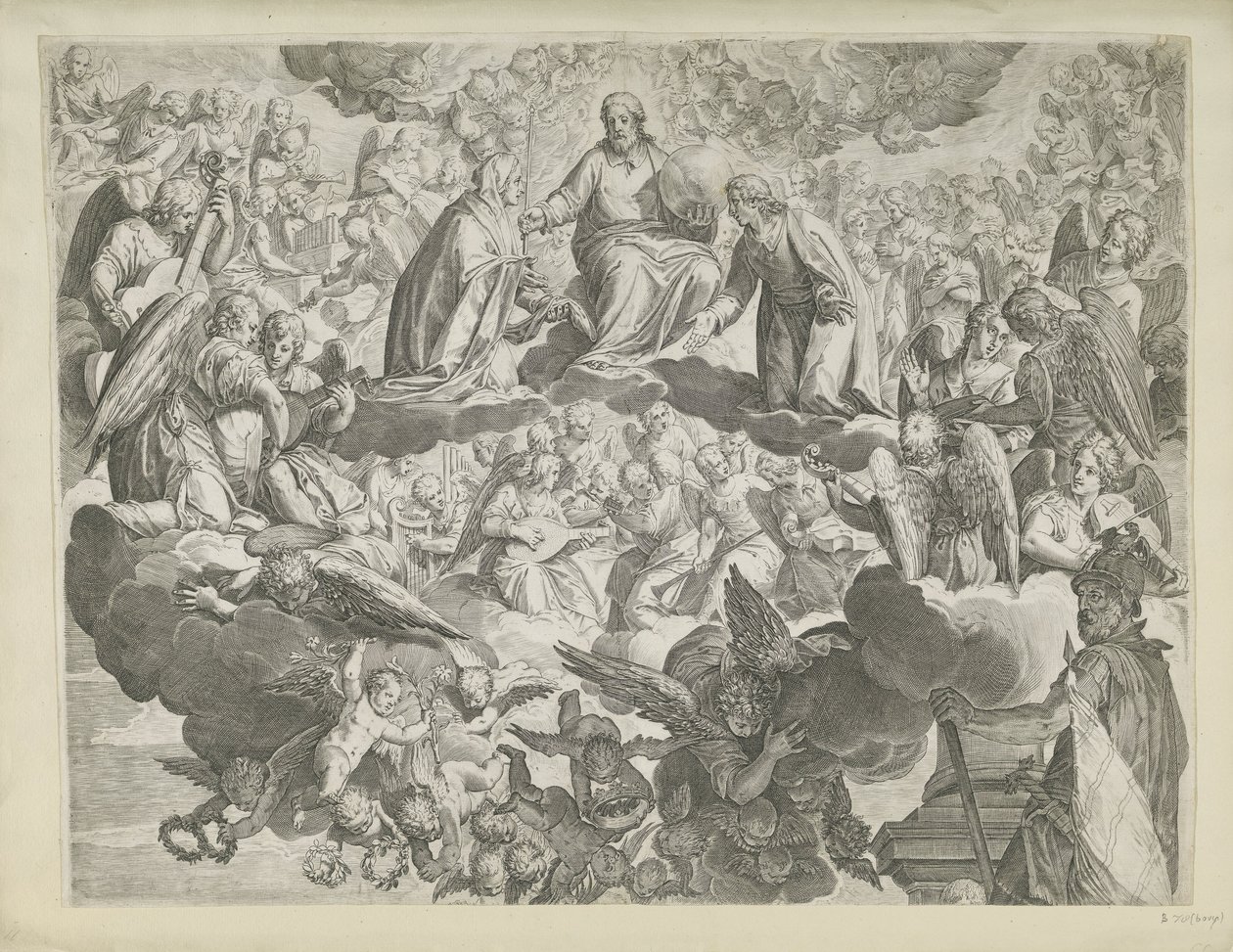 Das Martyrium der heiligen Justina von Padua (obere Hälfte) von Agostino Carracci