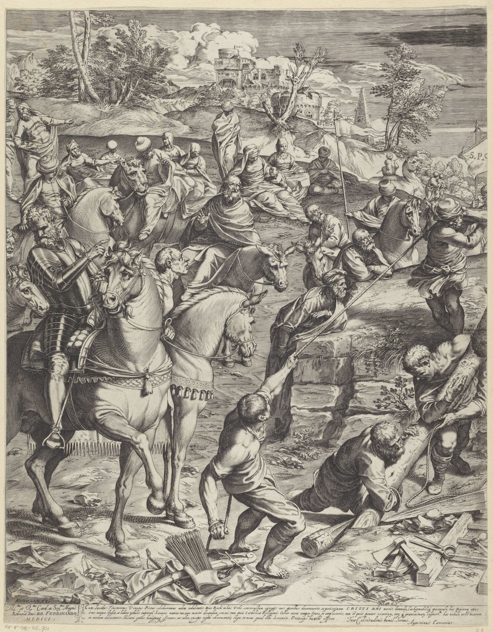 Kreuzigung Christi (linker Teil) von Agostino Carracci