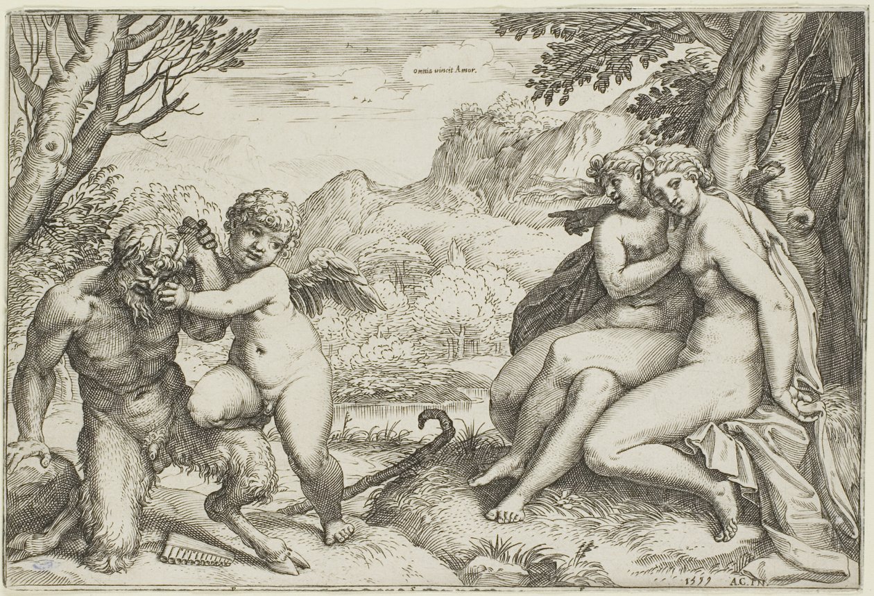 Liebe besiegt alles von Agostino Carracci