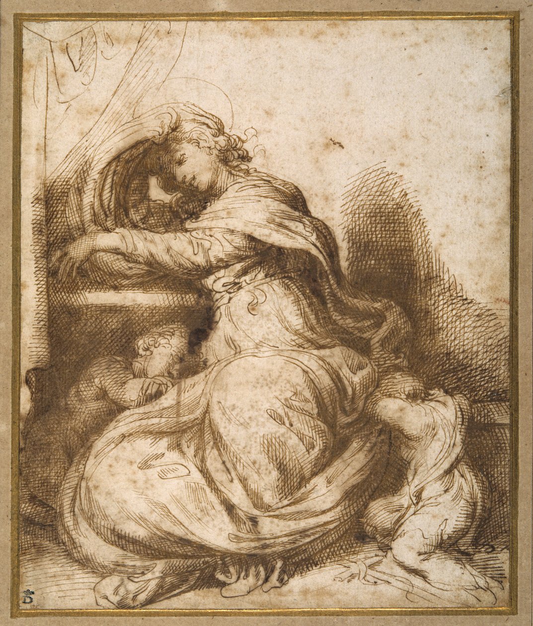 Madonna und Kind mit dem schlafenden Johannes (alle schlafen) von Agostino Carracci
